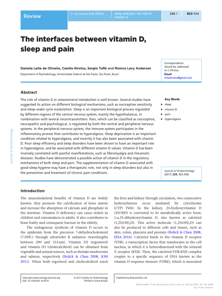 Vitamin D's Impact on Sleep and Pain | PDF | Vitamin D | Sleep