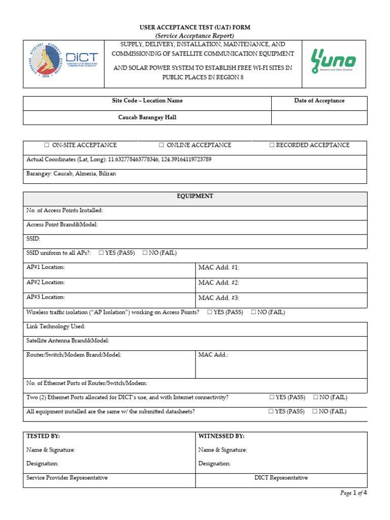 Caucab brgy hall acceptance test of dict pdf wireless access point