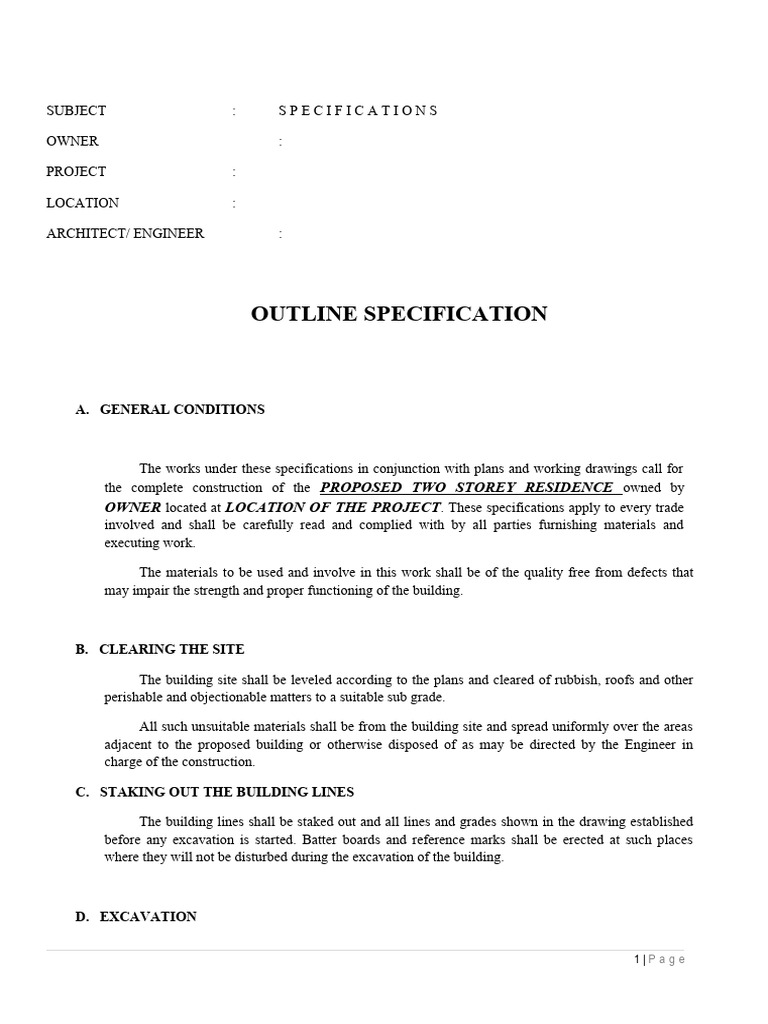 Residential Construction Specifications | PDF | Concrete | Plumbing