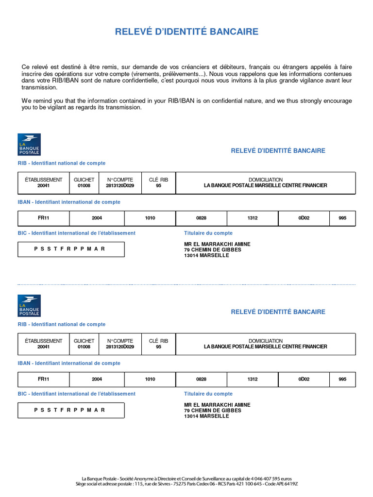 Rib La Poste 2 | PDF | Secteur privé | Investisseur institutionnel