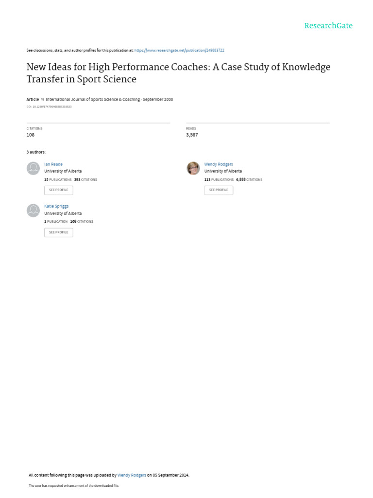 New Ideas For High Performance Coaches A Case Stud | PDF | Knowledge ...