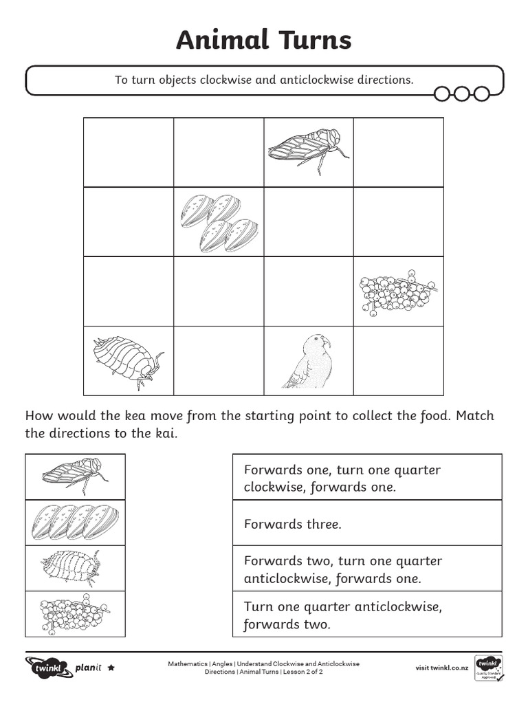 Clockwise and Anticlockwise Animal Turns | PDF | Angle | Space