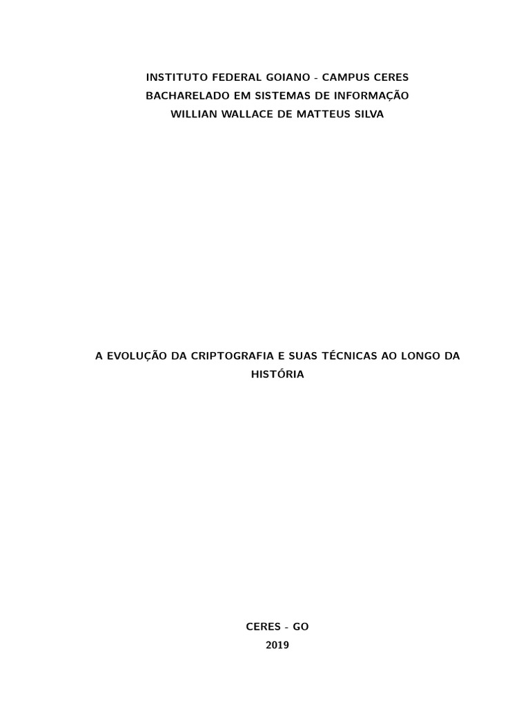 A Evolução Da Criptografia E Suas Técnicas Ao Longo Da Historia Pdf