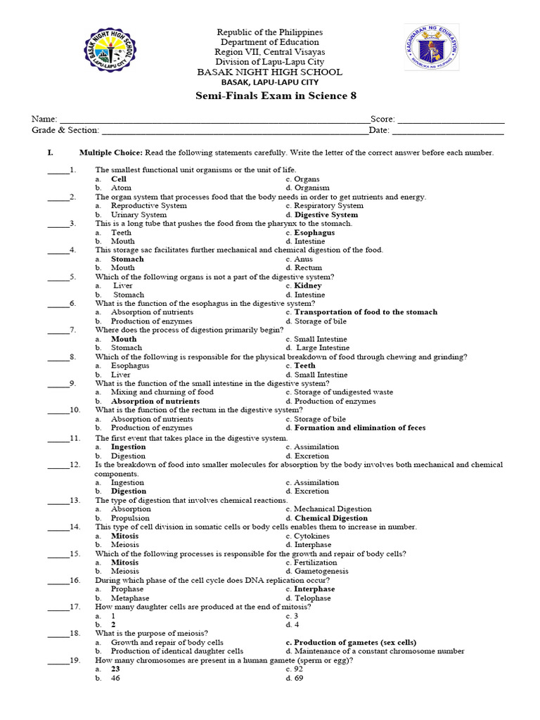 SCIENCE 8 Answer Key | PDF | Meiosis | Dominance (Genetics)
