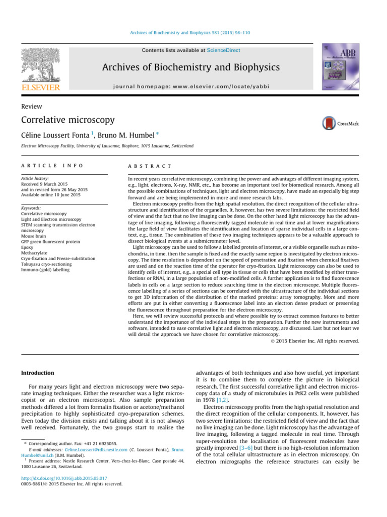 Correlative Light and Electron Microscopy | PDF | Microscope | Electron ...