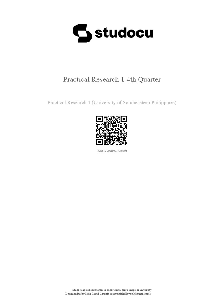 Practical Research 1: 4th Quarter Guide | PDF | Learning | Methodology