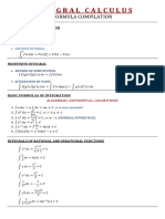 Integral Calculus: Formula Compilation