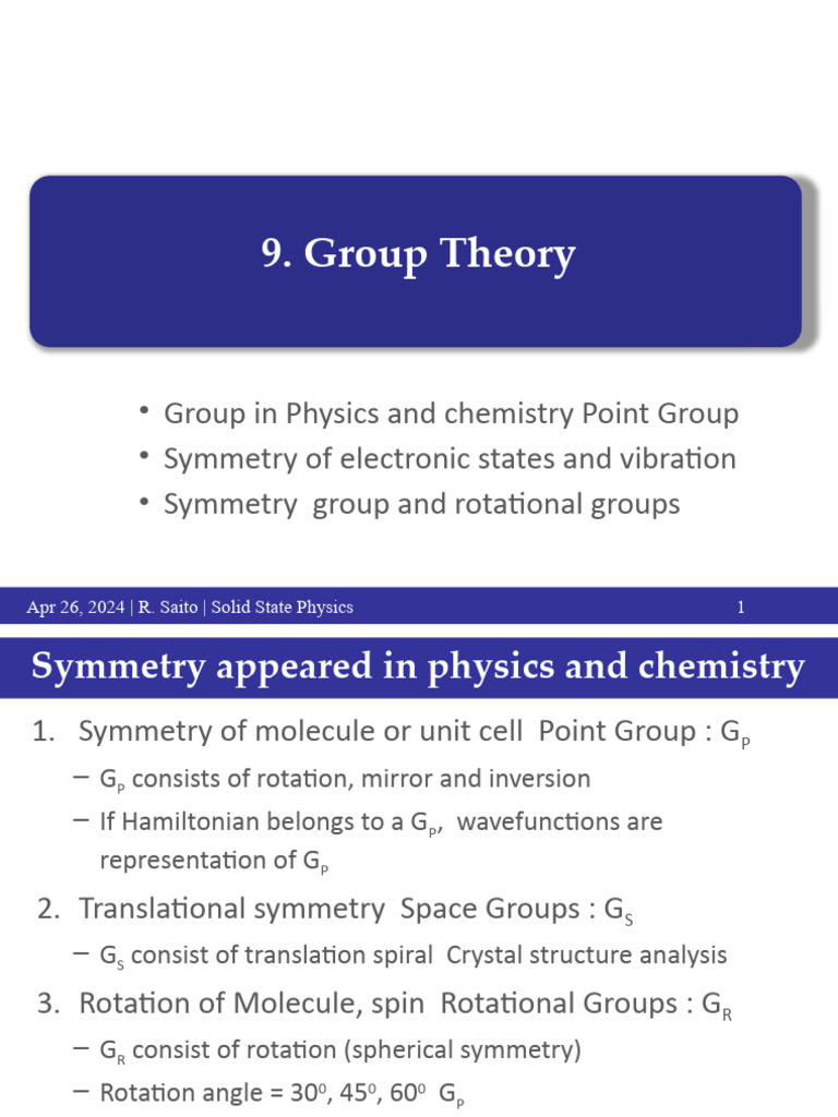 Saito24 Raman6 Grouptheory | PDF | Group (Mathematics) | Molecular Orbital