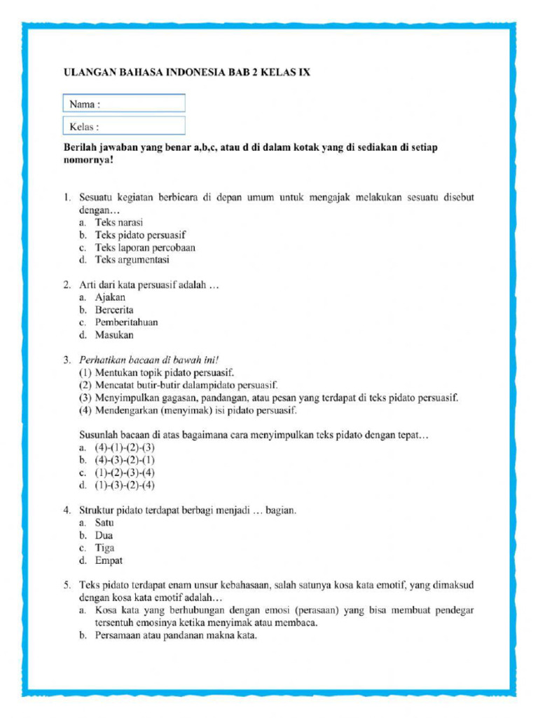 Bahasa Indonesia Kelas 9 Bab 2 | PDF