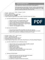 CS Form No. 212 Attachment - Work Experience Sheet