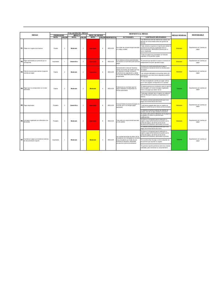 Matriz de Riesgos | PDF | Cuentas por pagar | Informática