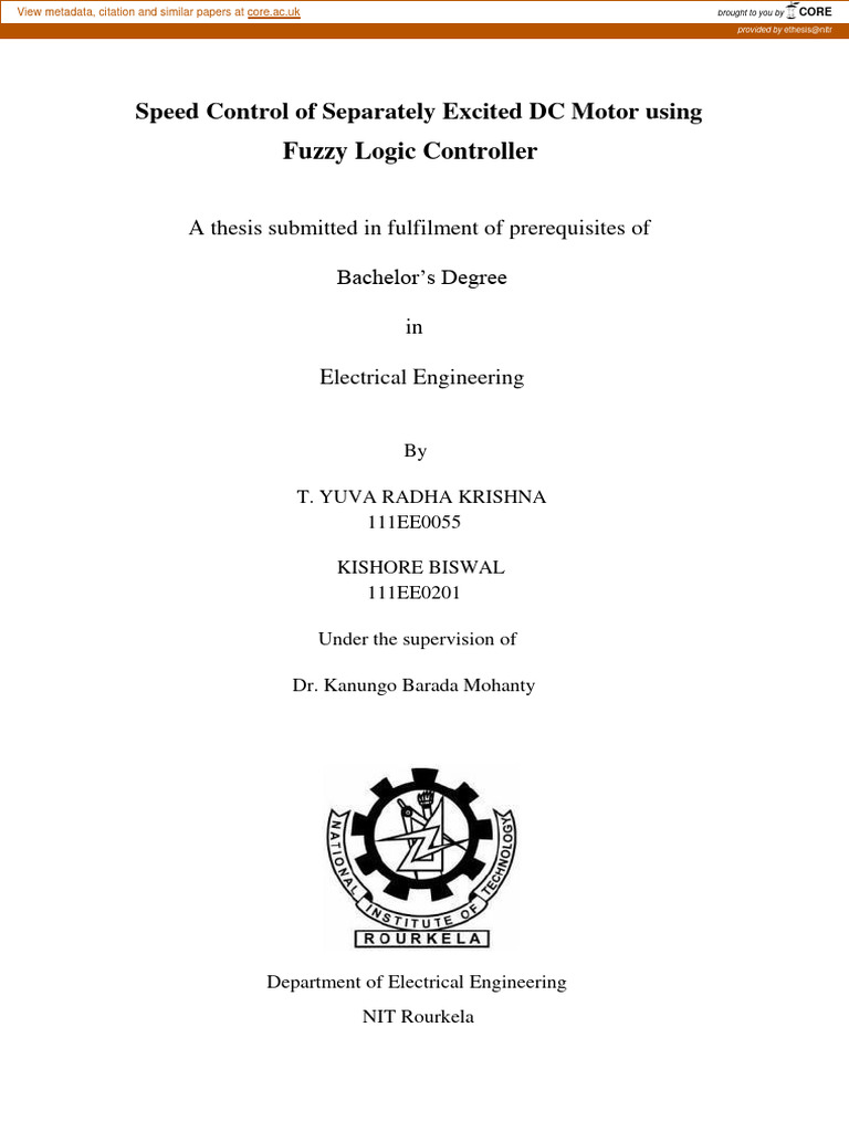 Fuzzy Logic Control for DC Motor Speed | PDF | Fuzzy Logic | Electric Motor