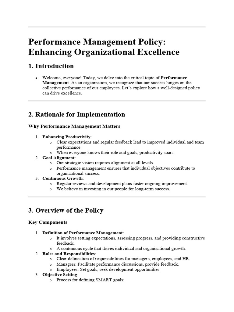 Performance Management Policy Overview | PDF | Goal | Motivation
