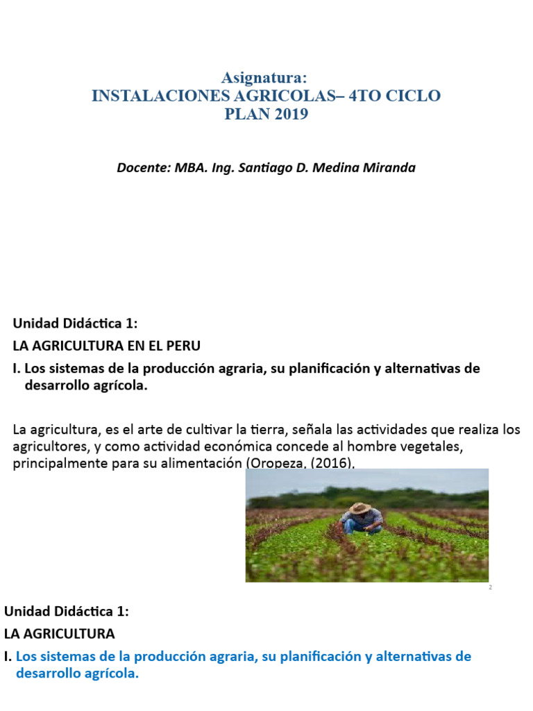 Semana 1 La La Agricultura En El Peru Pdf Agricultura