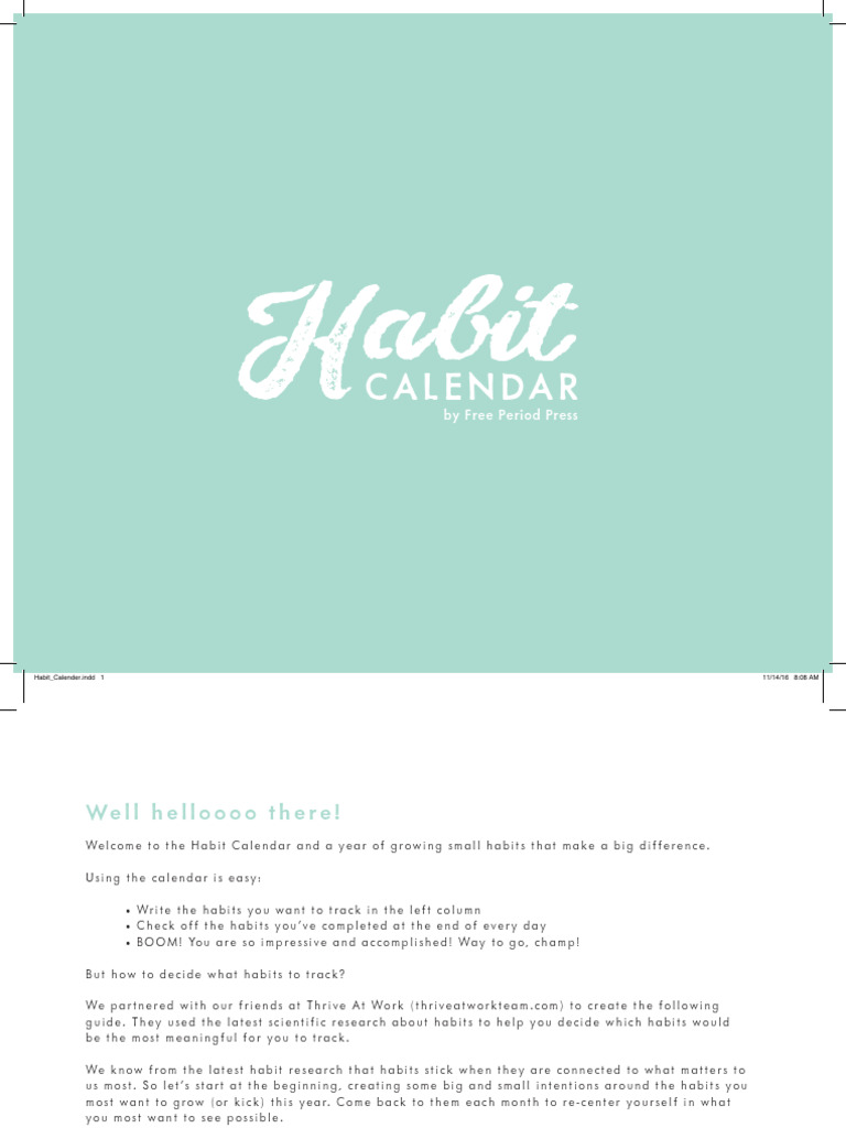 Habit - Calender - Brainstorm - Guide | PDF