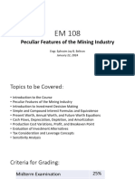 Peculiar Features of The Mining Industry