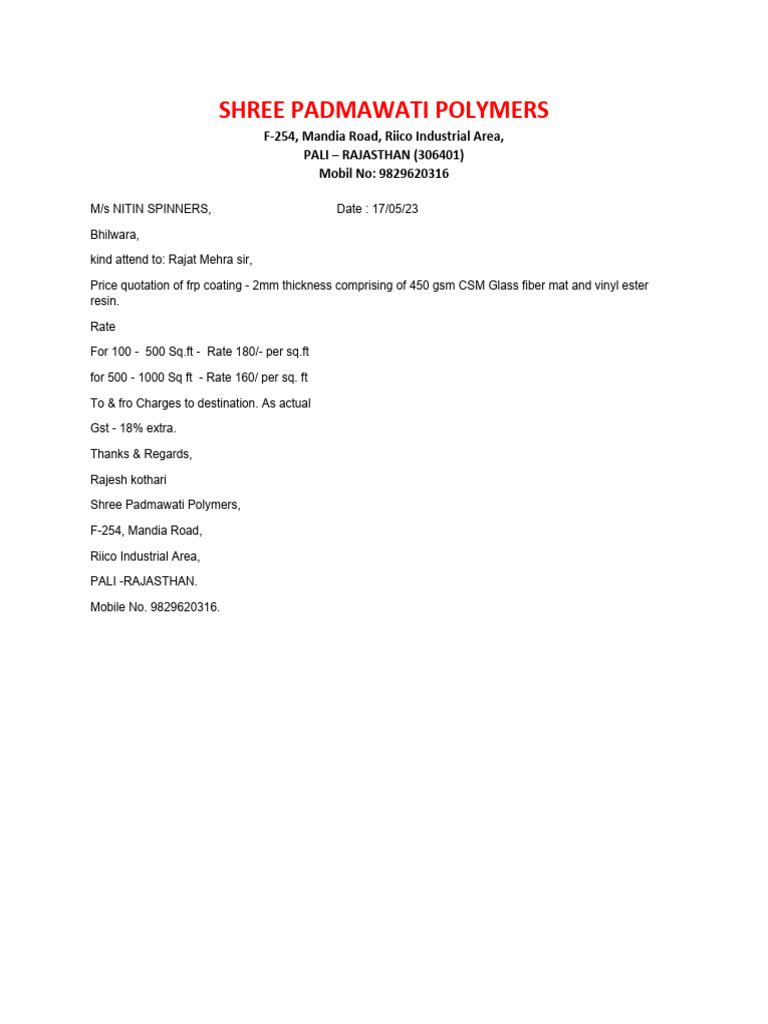 Nitin Spinners Bhilwara PDF