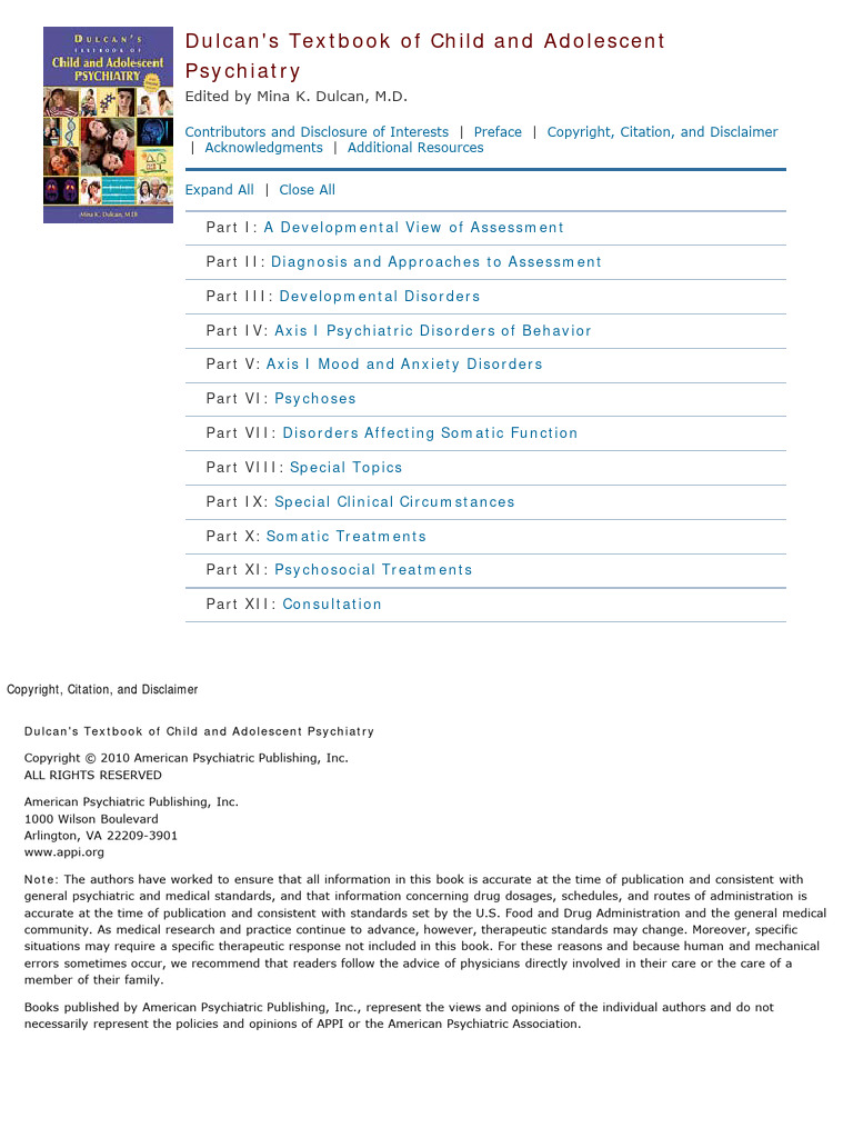 Dulcan's Textbook of Child and Adolescent Psychiatry Edited