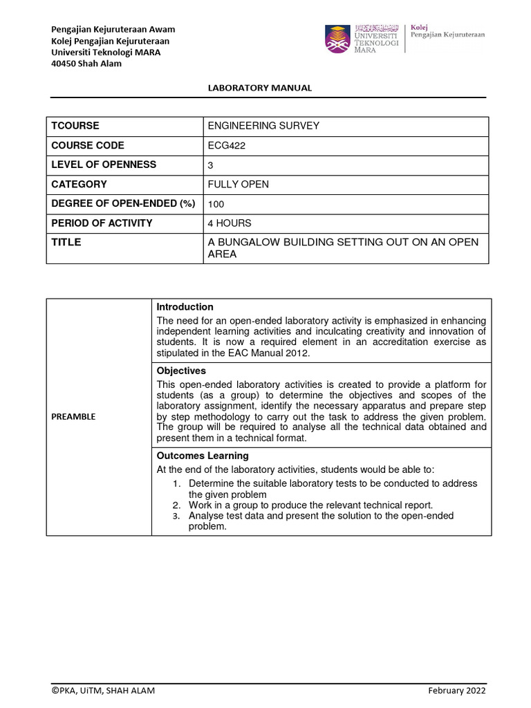 Bungalow Building Setting Out Manual | PDF | Methodology | Science