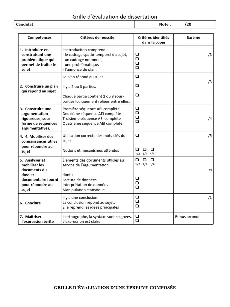 Barème d'évaluation de dissertation bac | PDF | Ordinateurs