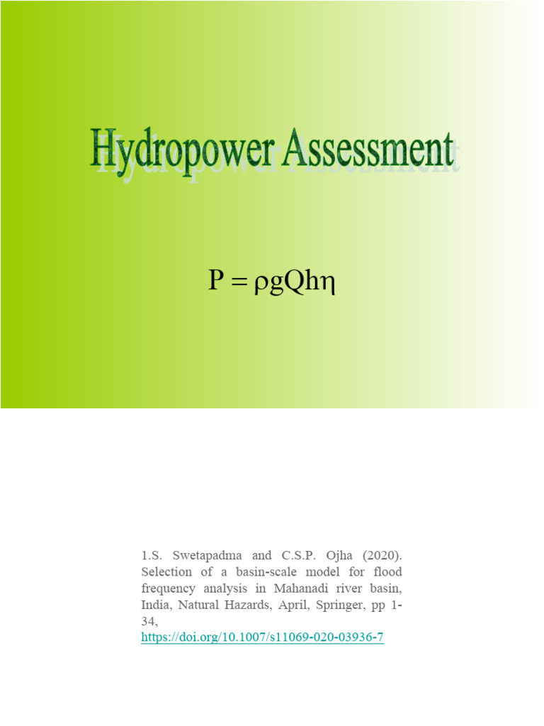 Hydropower Assessment Pdf Discharge Hydrology Logarithm