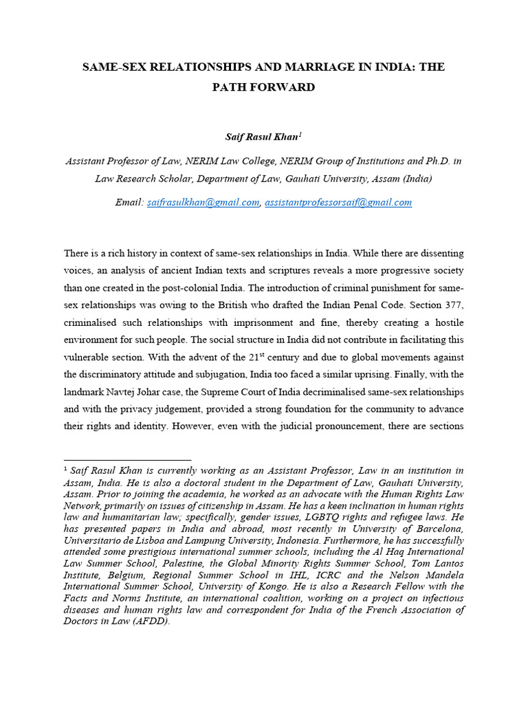 Same-Sex Marriage Rights in India | PDF | Lgbt | LGBTQIA+ Studies