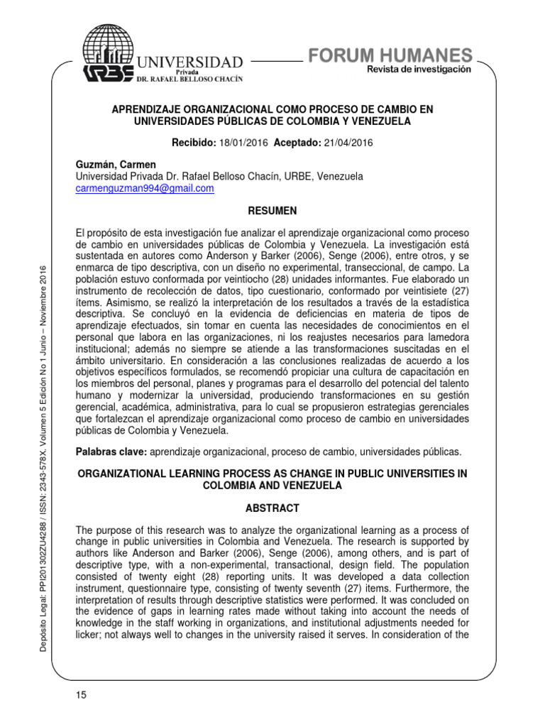 Aprendizaje Organizacional Como Proceso de Cambio | PDF | Aprendizaje ...