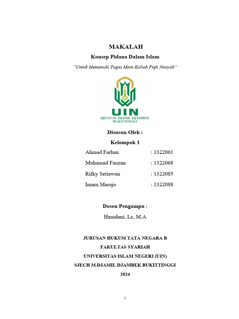 Konsep Pidana dalam Hukum Islam | PDF