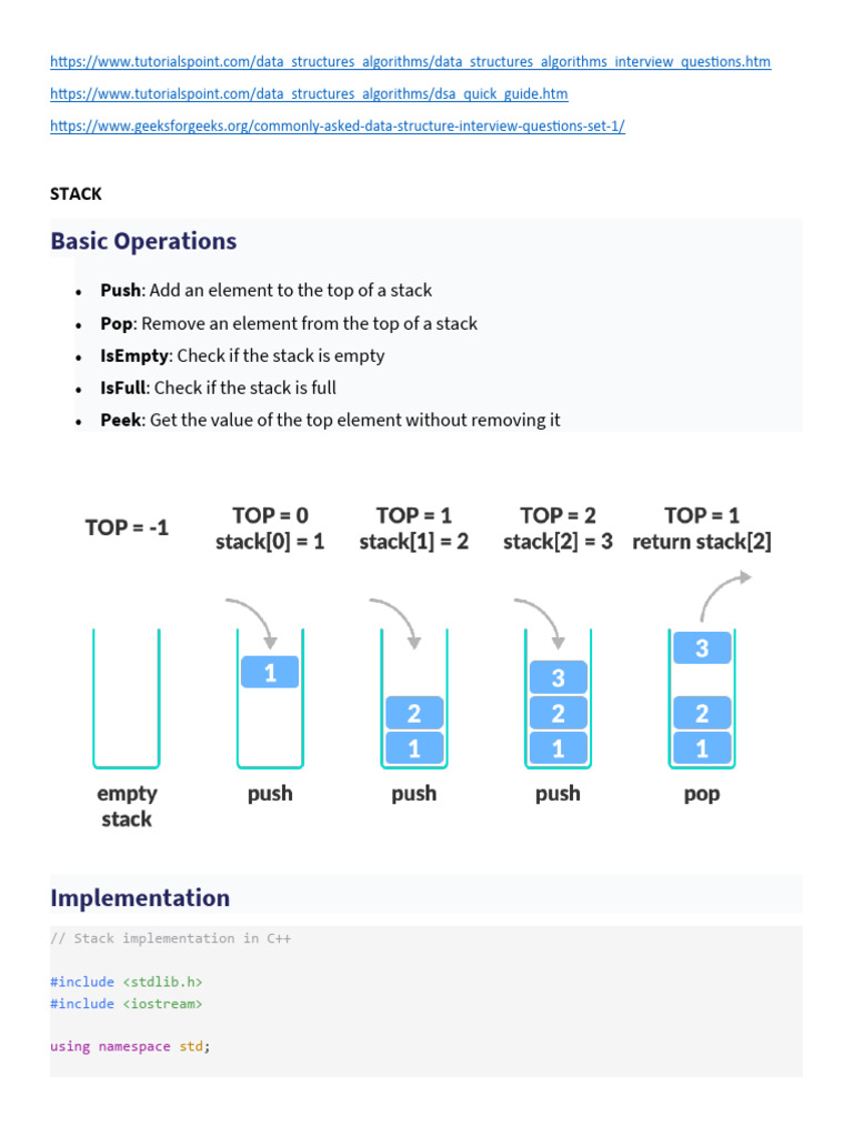Basic Operations: Stack | PDF | Queue (Abstract Data Type) | Computer ...