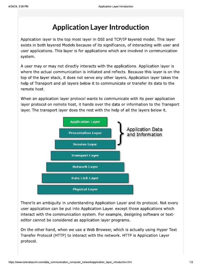 Application Layer Introduction | PDF