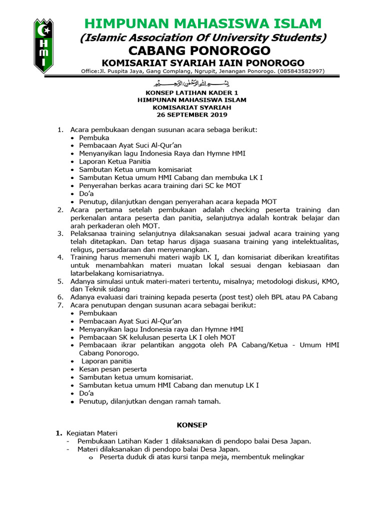 Konsep Latihan Kader 1 Pdf