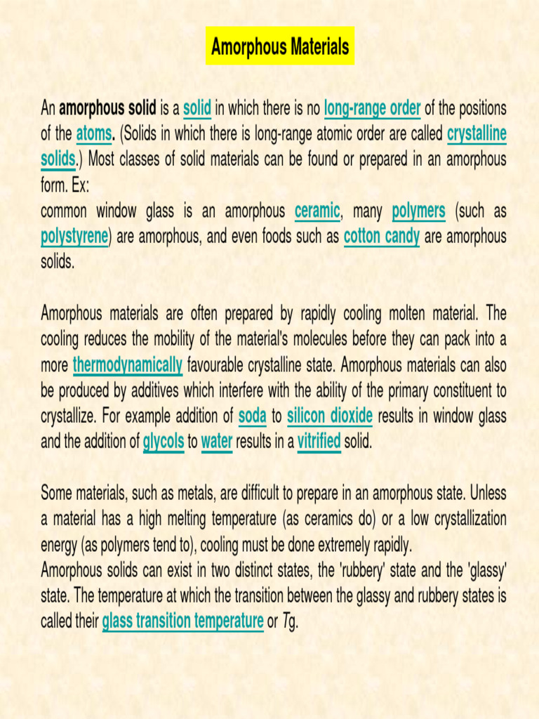 Amorphous vs Crystalline Solids | PDF | Glasses | Crystal