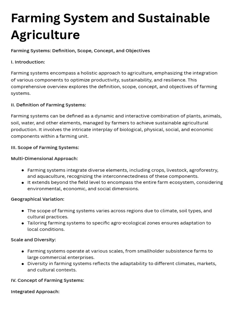Farming Systems: Definition and Objectives | PDF | Agriculture ...
