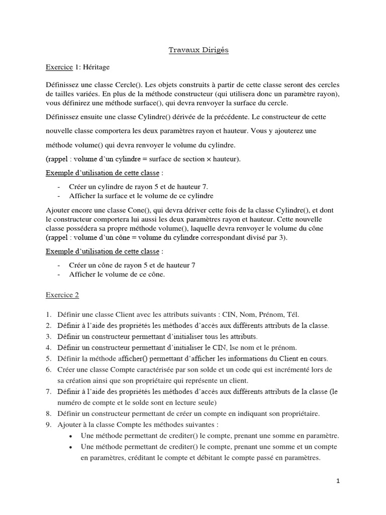 Td-Heritage Poo Java | PDF | Classe (informatique)