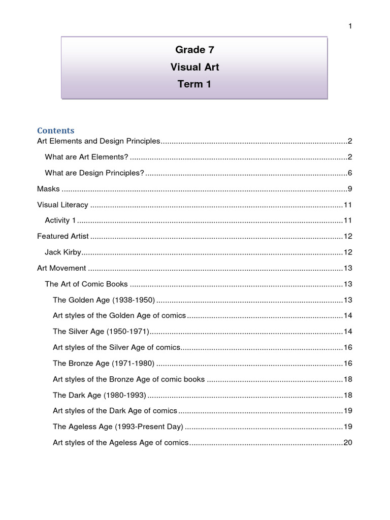 GRD 7 Visual Art T1 2018 Edit Approved | PDF | Mask | Color