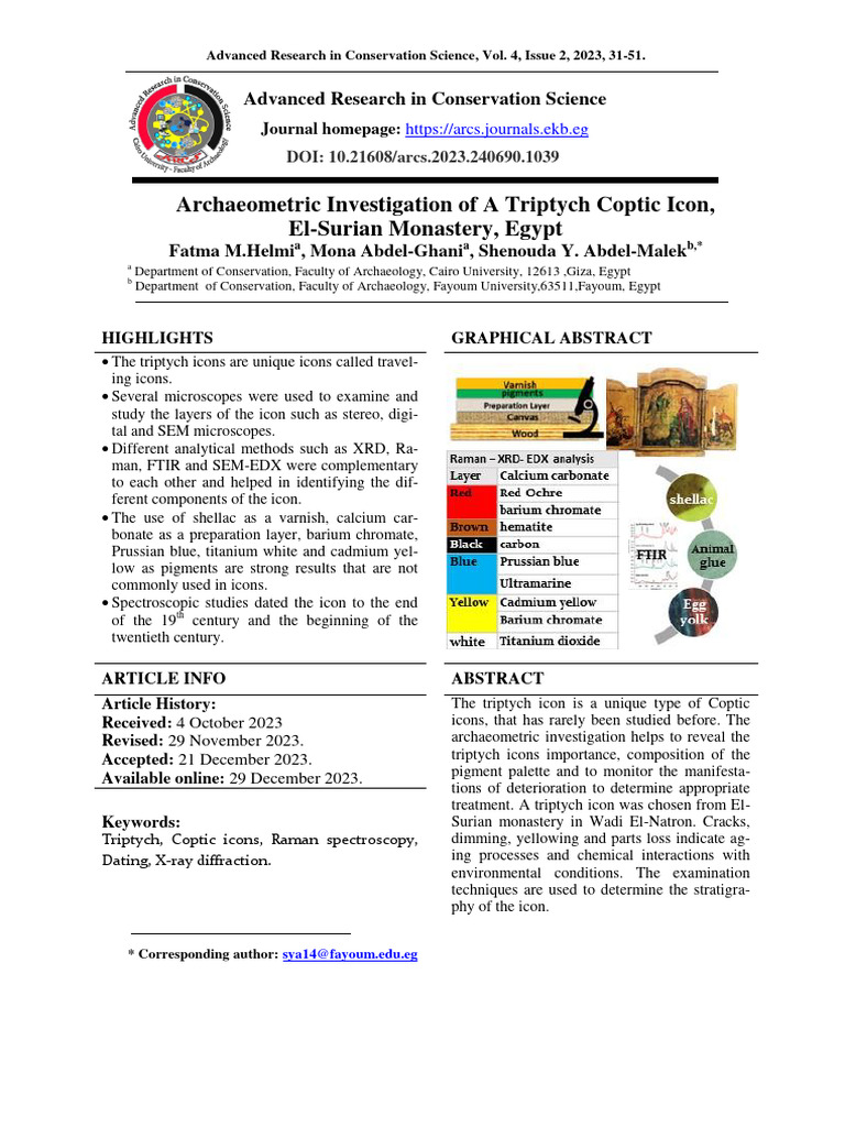 Archaeometric Study of Coptic Triptych Icon | PDF | Microscope ...