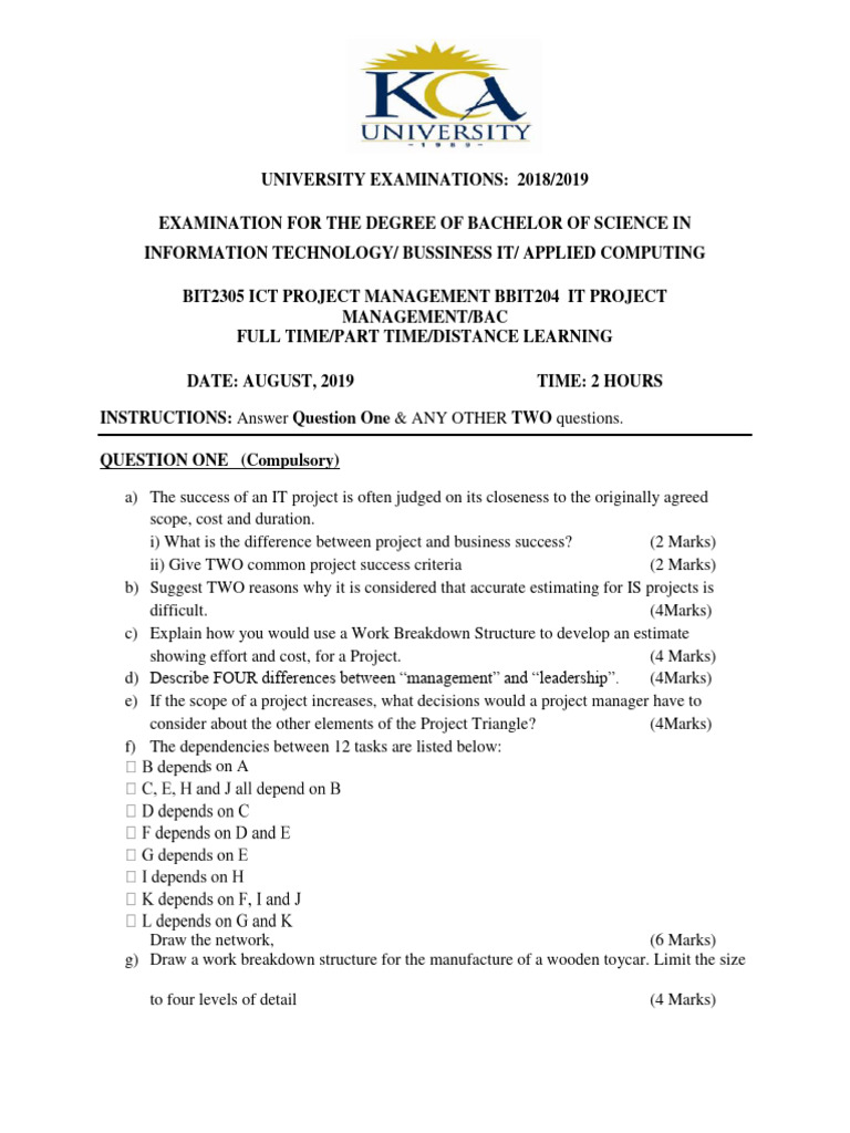 IT Project Management Exam Guide | PDF | Project Management | Business