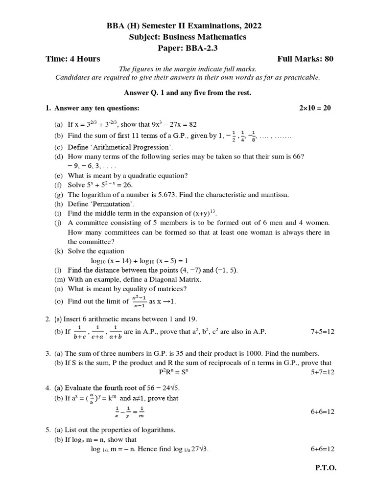 Bba BM 22 | PDF | Quadratic Equation | Mathematical Analysis
