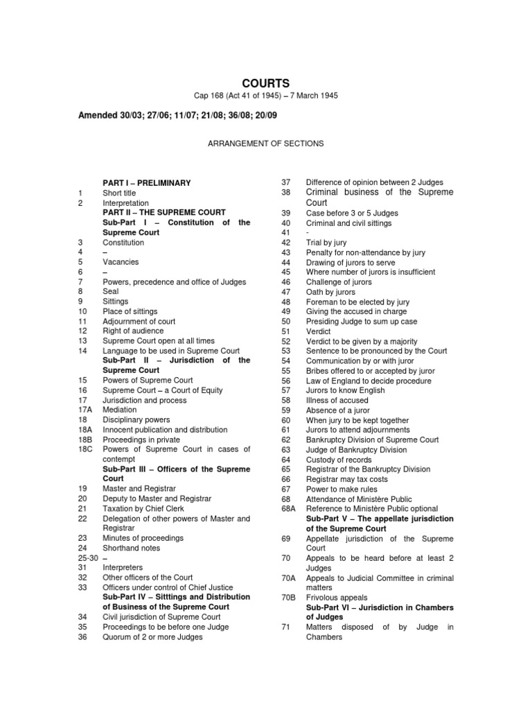 Mauritius Courts Act Overview | PDF | Appeal | Judge