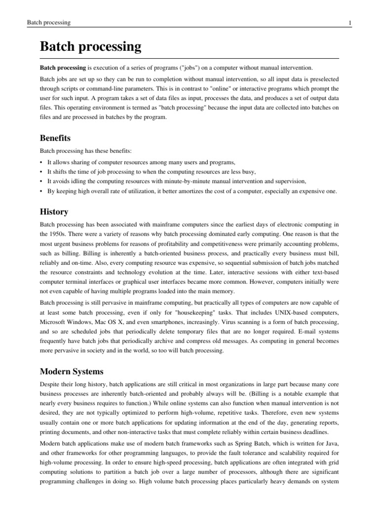 Batch Processing | Computing | Technology