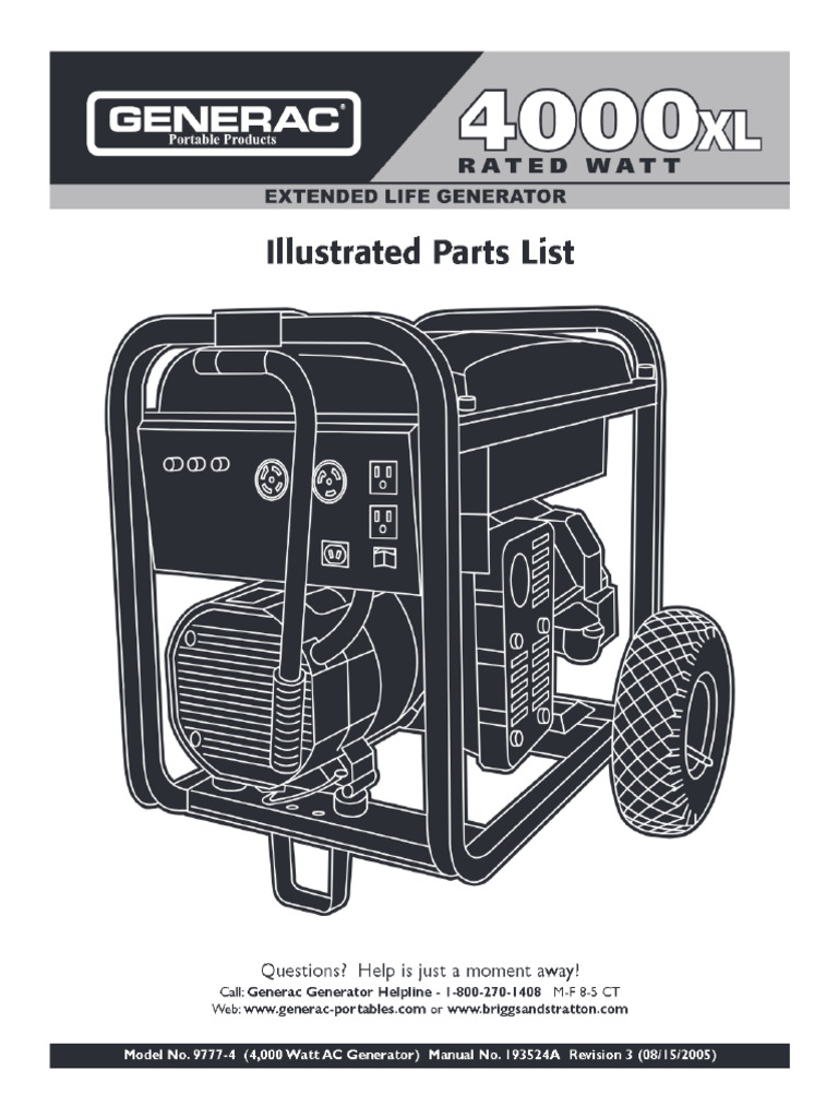 Parts Manual Generac 4000xl PDF