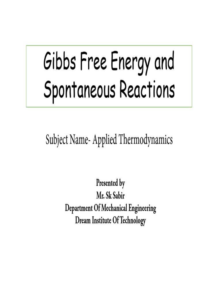 Chemical Reaction - Gibbs - Free Energy | PDF | Gibbs Free Energy