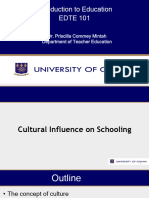 Lecture 12 Cultural Influence On Schooling