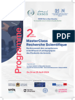 Programme Masterclass - Recherche Scientifique 2nd Edition