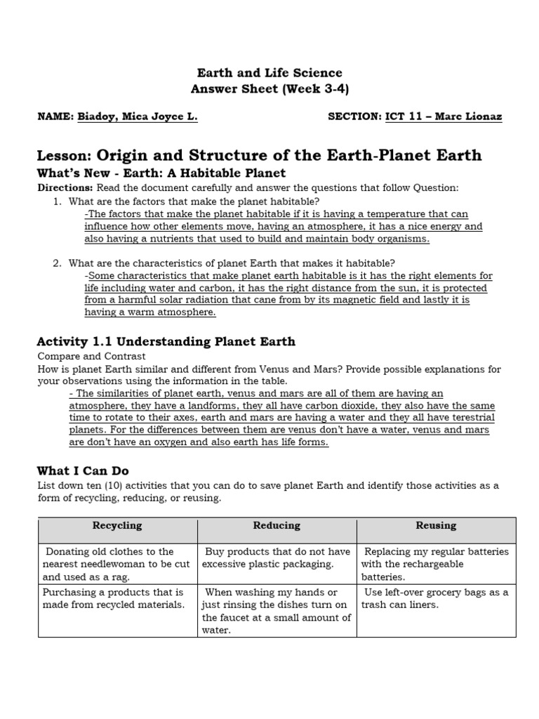 Earthsci Week 3 Topic 1 | PDF | Earth | Planetary Habitability