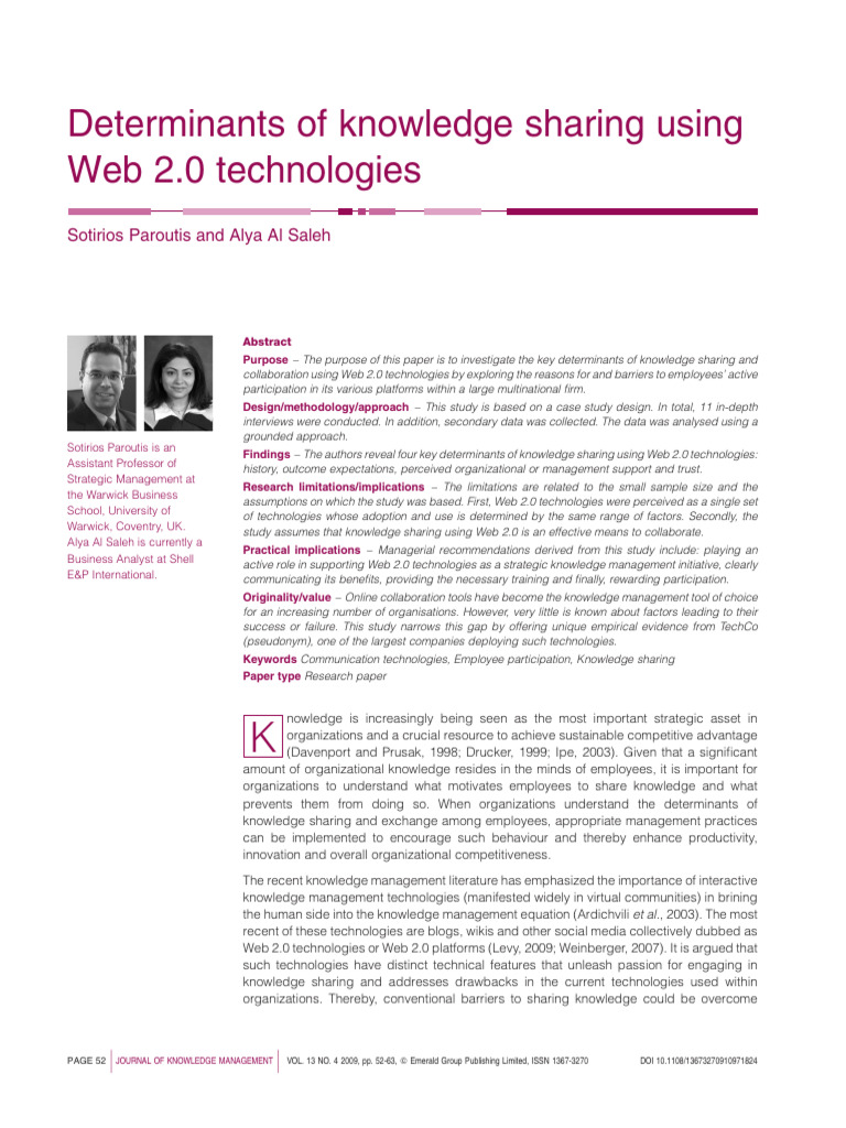 Key Factors in Knowledge Sharing via Web 2.0 | PDF | Web 2.0 ...