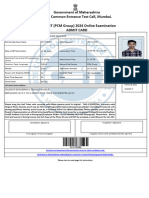 Government of Maharashtra State Common Entrance Test Cell, Mumbai. MHT-CET (PCM Group) 2024 Online Examination Admit Card