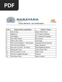 Single Answer Question of First Year English