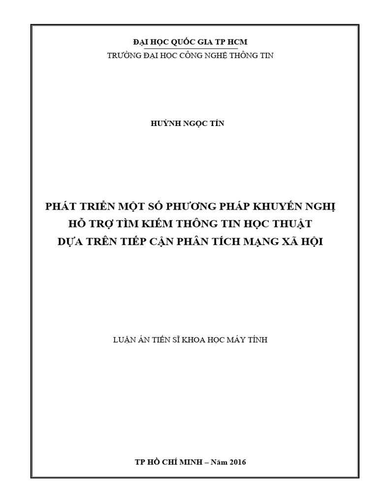 Phat trien mot so phuong phap khuyen nghi ho tro tim kiem thong tin hoc