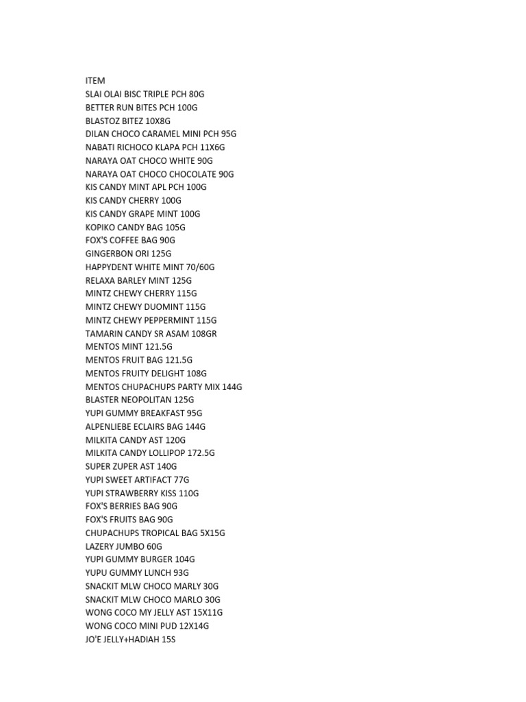 Planogram pdf candy foods